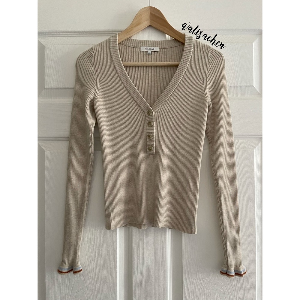 Madewell Ruffle-Cuff Henley Sweater